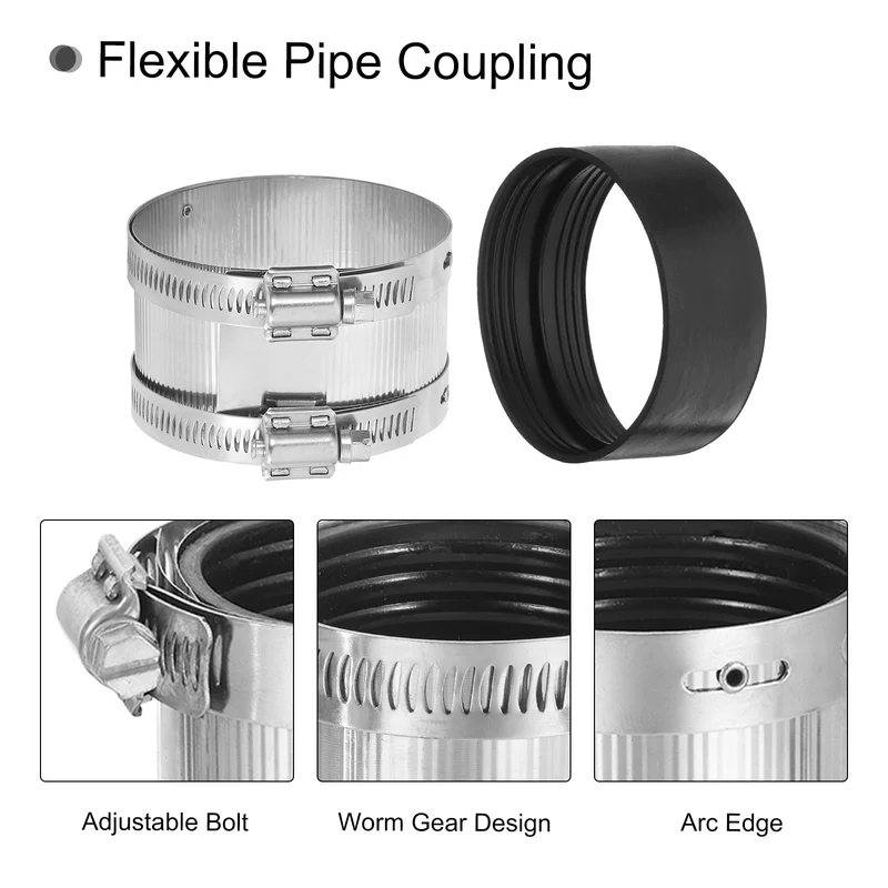Hose Clamp, 83.1mm Stainless Steel Pipe Connector for PVC and Metal Pipes