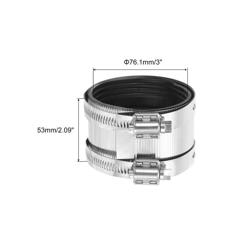 Hose Clamp, 76.1mm Stainless Steel Pipe Connector for PVC and Metal Pipes
