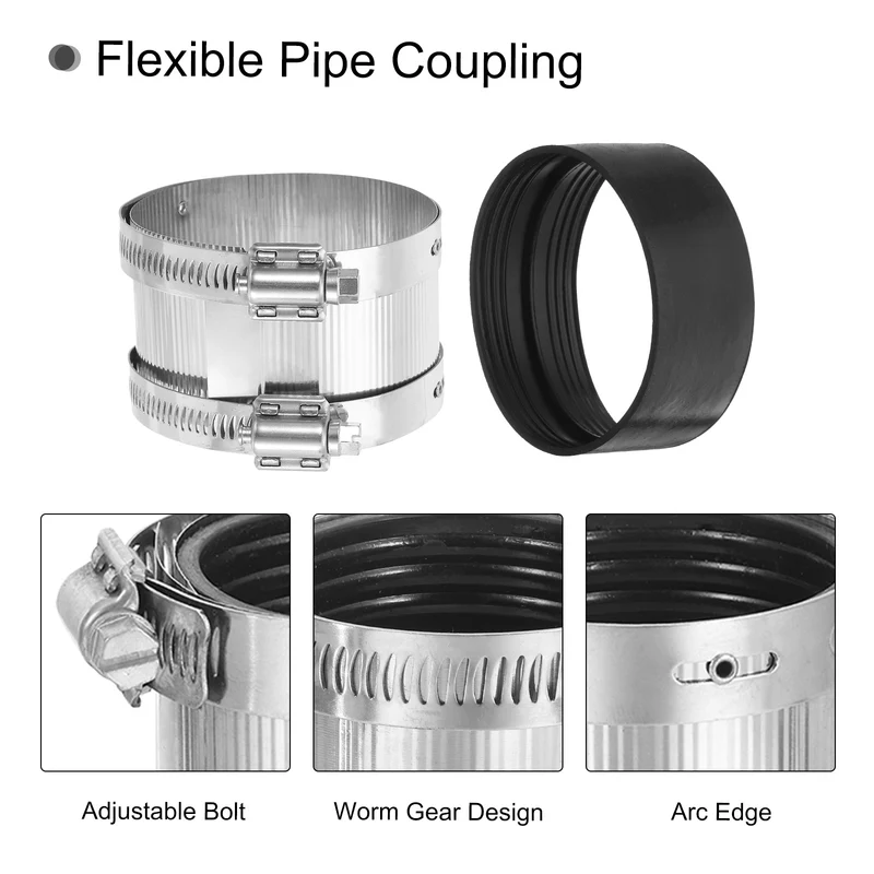 Hose Clamp, 76.1mm Stainless Steel Pipe Connector for PVC and Metal Pipes