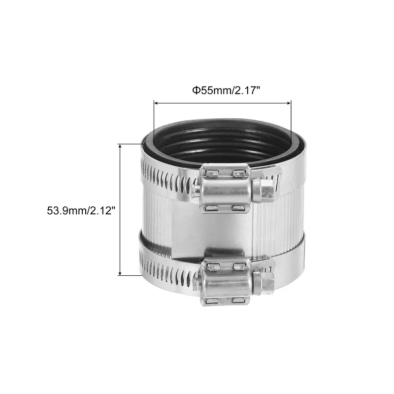 Hose Clamp, 55mm Stainless Steel Pipe Connector for PVC and Metal Pipes