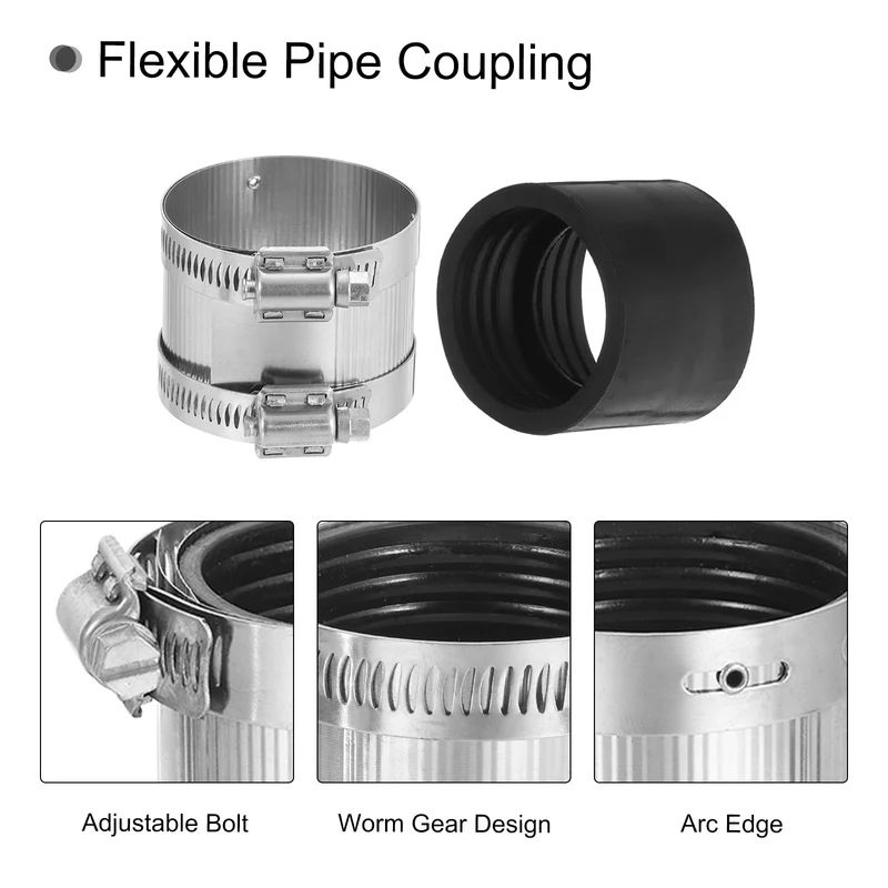 Hose Clamp, 55mm Stainless Steel Pipe Connector for PVC and Metal Pipes