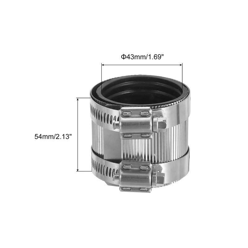 Hose Clamp, 48mm Stainless Steel Pipe Connector for Plastic and Metal Pipes