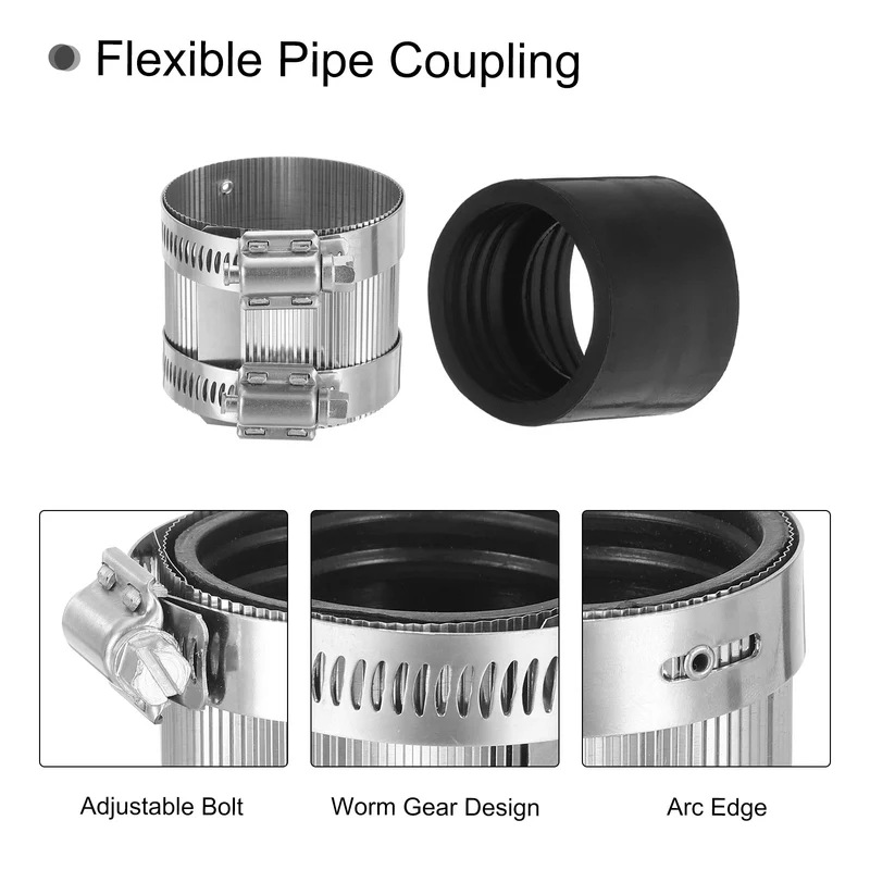 Hose Clamp, 48mm Stainless Steel Pipe Connector for Plastic and Metal Pipes