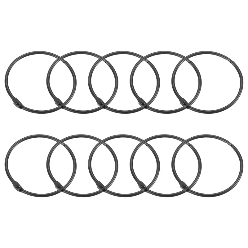 15pcs Shower Curtain Rings 3 Inch Loose Leaf Binder Rings (Black)