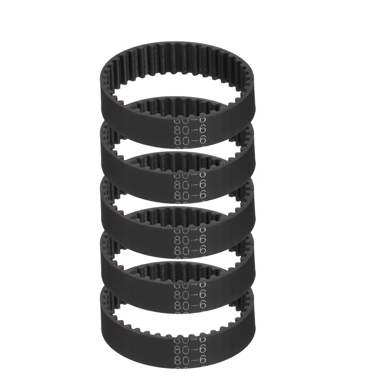 80mm GT-2 Timing Belt, 5pcs 6mm Width 2mm Pitch 3D Printing Closed Loop, Black