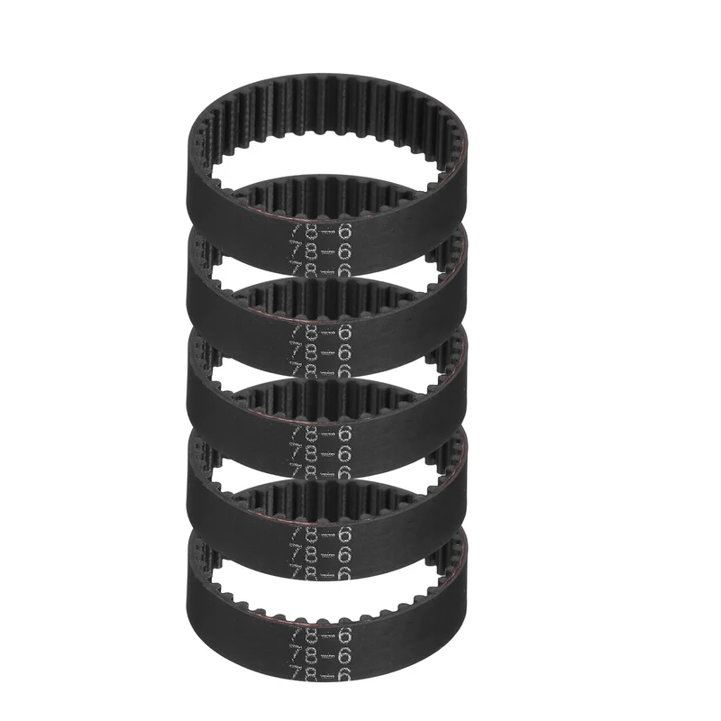 78mm GT-2 Timing Belt, 5pcs 6mm Width 2mm Pitch 3D Printing Closed Loop, Black