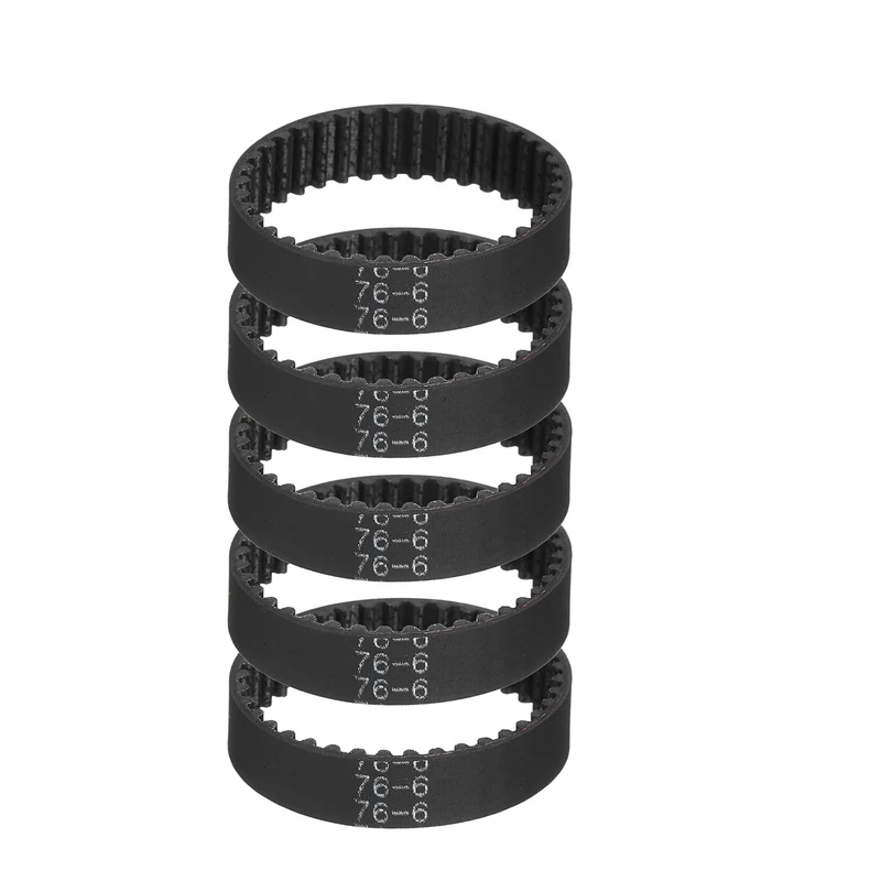 76mm GT-2 Timing Belt, 5pcs 6mm Width 2mm Pitch 3D Printing Closed Loop, Black