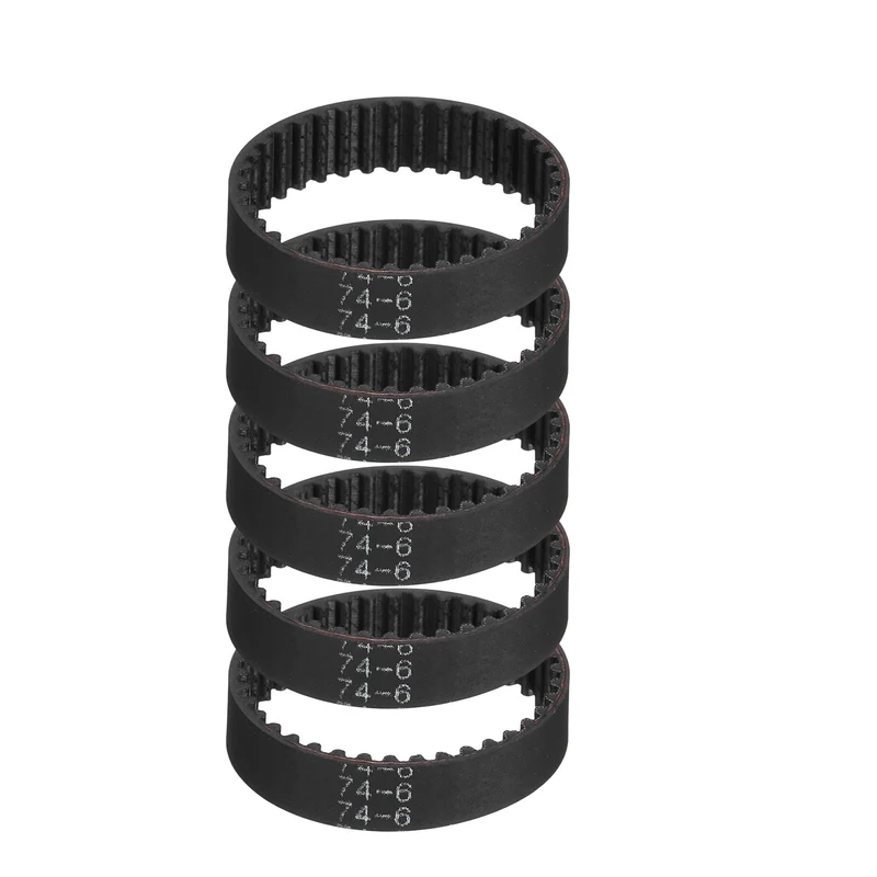 74mm GT-2 Timing Belt, 5pcs 6mm Width 2mm Pitch 3D Printing Closed Loop, Black