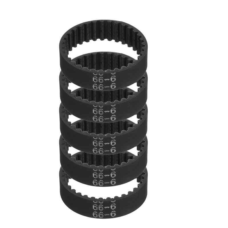 66mm GT-2 Timing Belt, 5pcs 6mm Width 2mm Pitch 3D Printing Closed Loop, Black