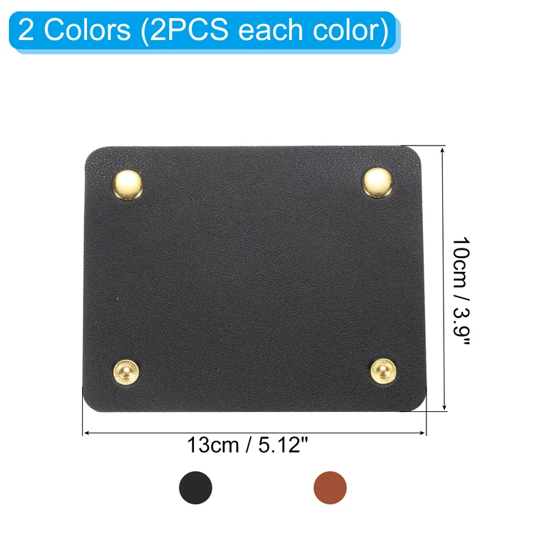 4Pcs Handbag Handle Wrap Covers, PU Leather Luggage Grip Protector for Suitcases, Shopping Bag (13x10cm, Dark Brown, Black)