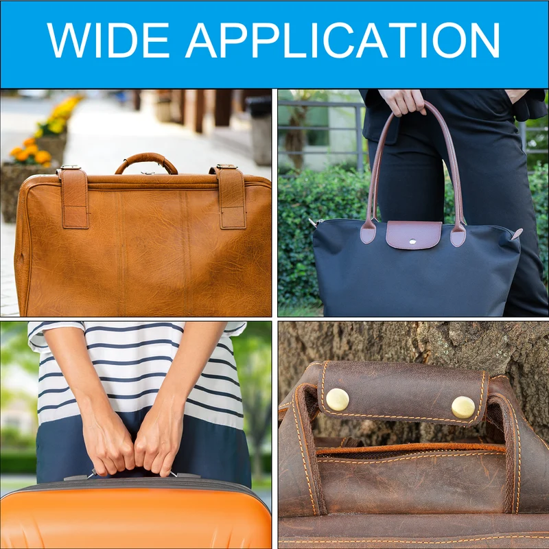 4Pcs Handbag Handle Wrap Covers, PU Leather Luggage Grip Protector for Suitcases, Shopping Bag (13x10cm, Dark Brown, Black)