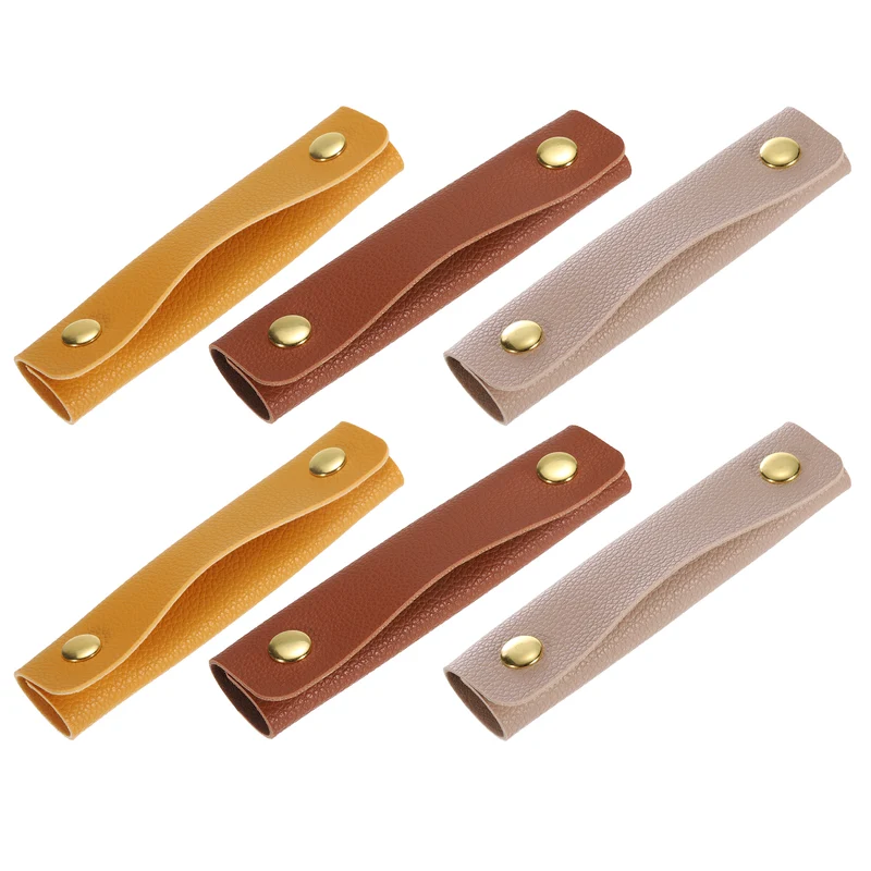 6Pcs Handbag Handle Wrap Covers, PU Leather Luggage Grip Protector for Suitcases, Shopping Bag (13x10cm, 3 Colors In)