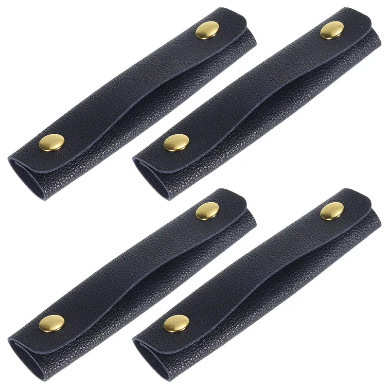 4Pcs PU Leather Luggage Handbag Handle Wrap Covers (Navy Blue)