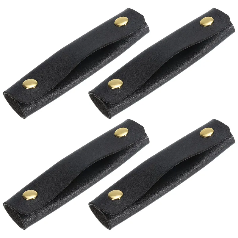4Pcs Handbag Handle Wrap Covers, PU Leather Luggage Grip Protector for Suitcases, Shopping Bag (13x10cm, Black)