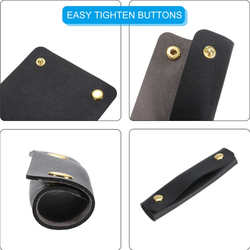 4Pcs Handbag Handle Wrap Covers, PU Leather Luggage Grip Protector for Suitcases, Shopping Bag (13x10cm, Black)
