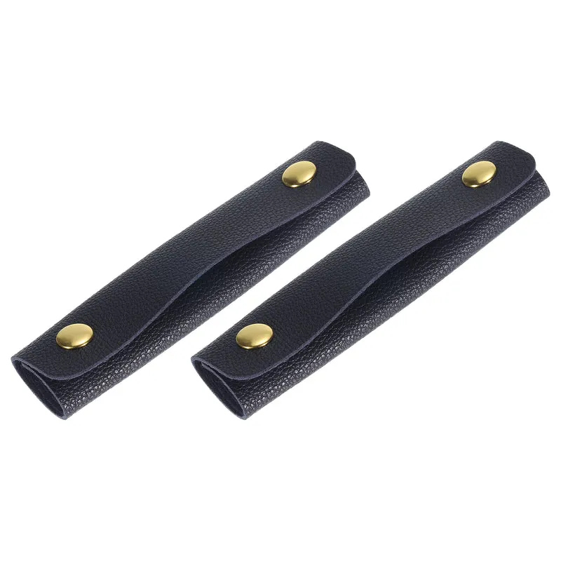 2Pcs PU Leather Luggage Handbag Handle Wrap Covers (Navy Blue)