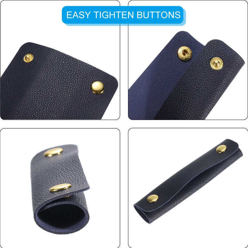 2Pcs PU Leather Luggage Handbag Handle Wrap Covers (Navy Blue)