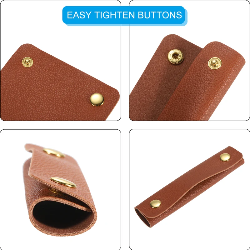 2Pcs PU Leather Luggage Handbag Handle Wrap Covers (Dark Brown)