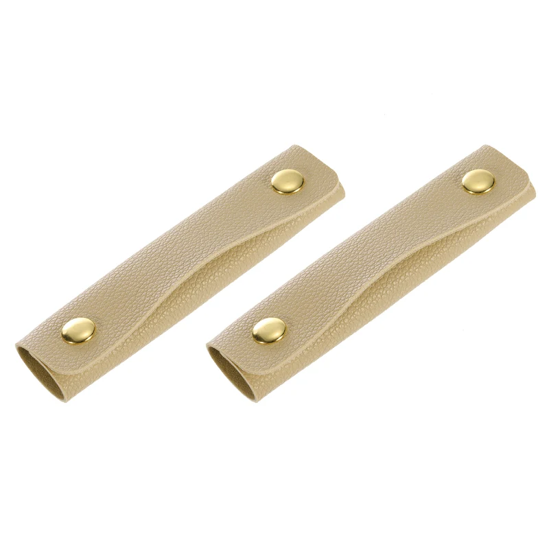 2Pcs PU Leather Luggage Handbag Handle Wrap Covers Apricot