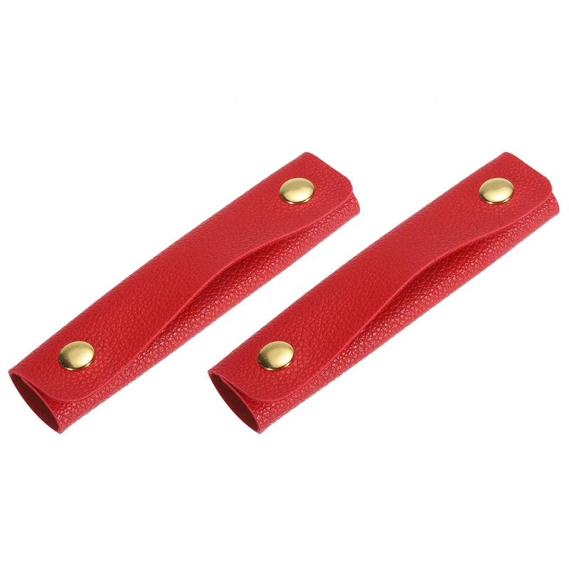 2Pcs PU Leather Luggage Handbag Handle Wrap Covers (Red)