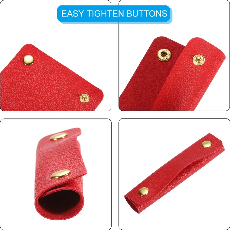 2Pcs PU Leather Luggage Handbag Handle Wrap Covers (Red)