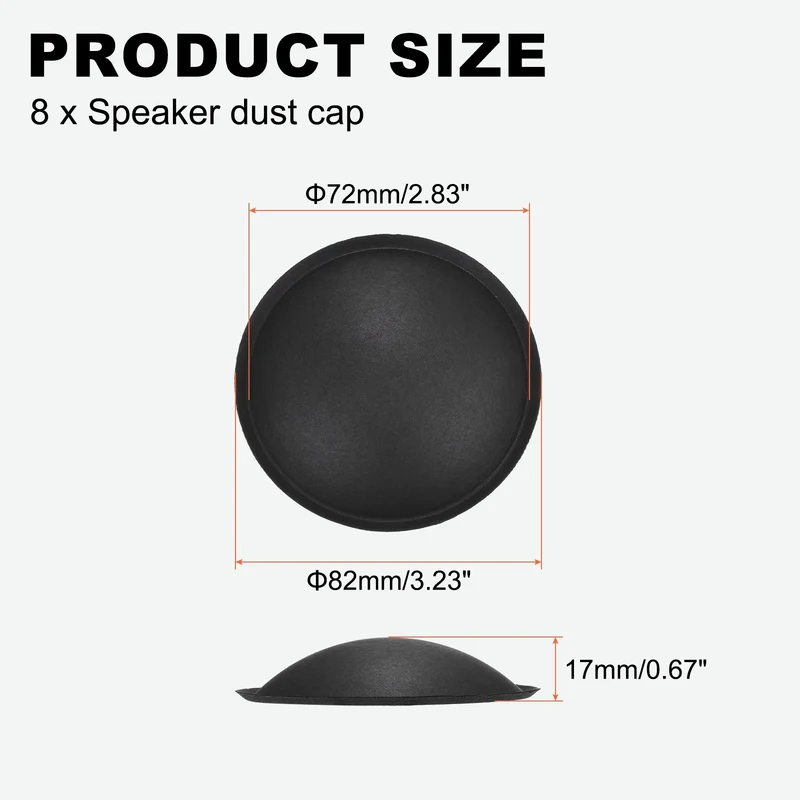 8pcs Speaker Dust Cap 82mm/3.23" OD Subwoofer Paper Cap