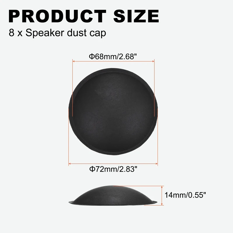 8pcs Speaker Dust Cap 72mm/2.83" OD Subwoofer Paper Cap