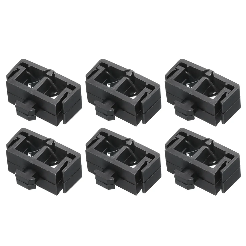 6Pcs Dual Slot Flat Cable Clamp 11.2mm Hole Dia Wire Holder ABS for 40 Series European Standard Aluminum Extrusion Black