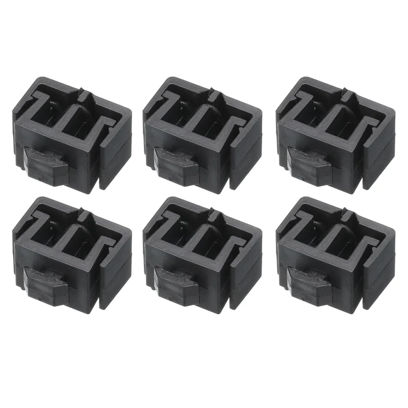 6Pcs Dual Slot Flat Cable Clamp 6.6mm Hole Dia Wire Holder ABS for 30 Series European Standard Aluminum Extrusion Black
