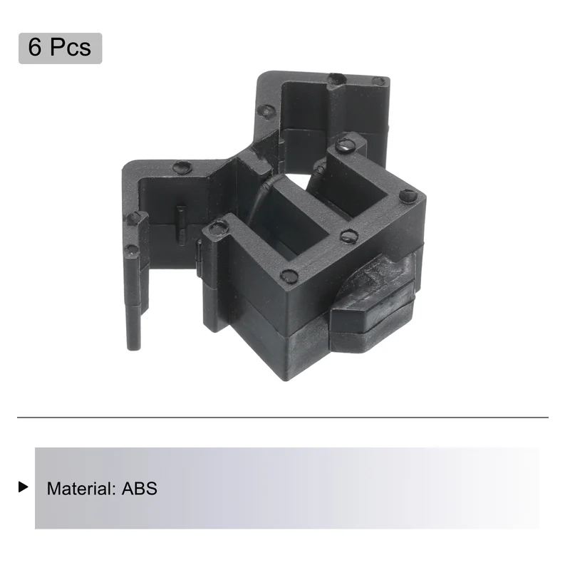 6Pcs Dual Slot Flat Cable Clamp 6.6mm Hole Dia Wire Holder ABS for 30 Series European Standard Aluminum Extrusion Black