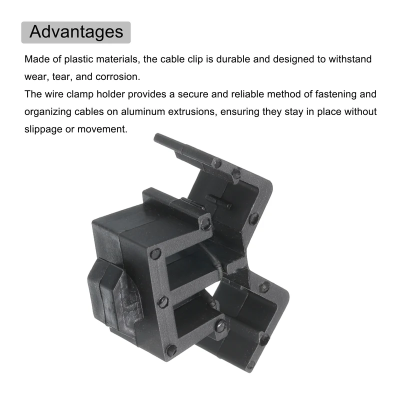 6Pcs Dual Slot Flat Cable Clamp 6.6mm Hole Dia Wire Holder ABS for 30 Series European Standard Aluminum Extrusion Black