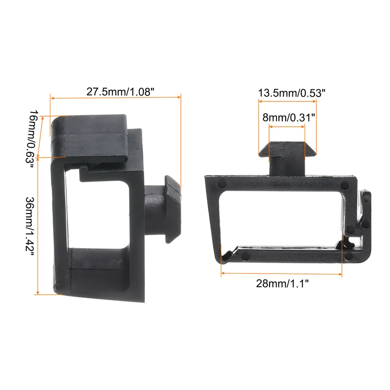 6Pcs Single Slot Flat Cable Clamp 28.5mm Hole Dia Wire Holder ABS for 40 Series European Standard Aluminum Extrusion Black