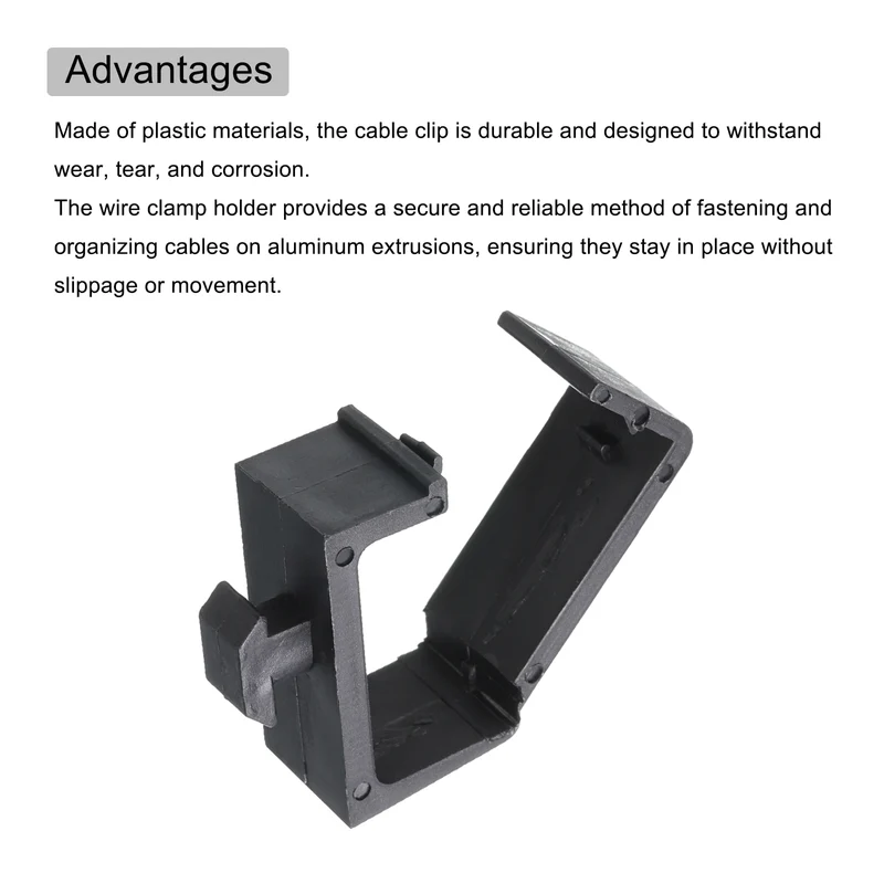 6Pcs Single Slot Flat Cable Clamp 28.5mm Hole Dia Wire Holder ABS for 40 Series European Standard Aluminum Extrusion Black