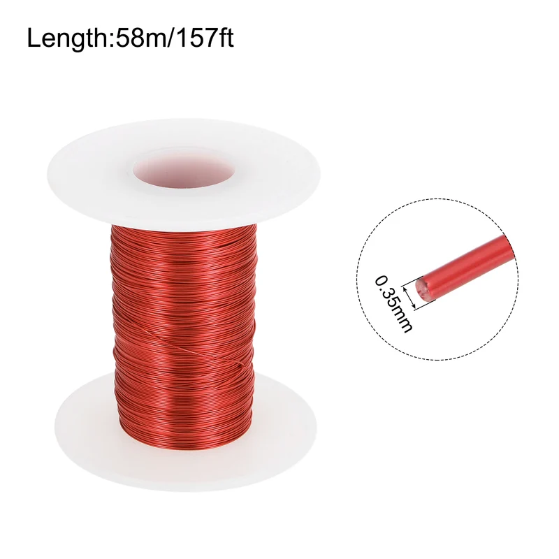 0.35mm Magnet Wire 157ft Enameled Magnet Winding Copper Wire 50g,Red