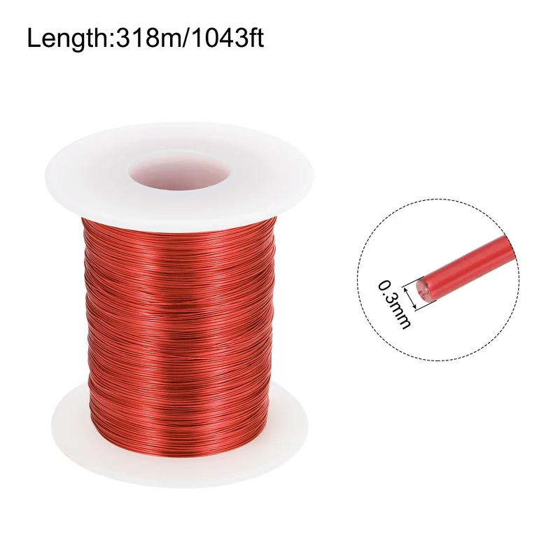 0.3mm Magnet Wire 1043ft Enameled Magnet Winding Copper Wire 200g,Red