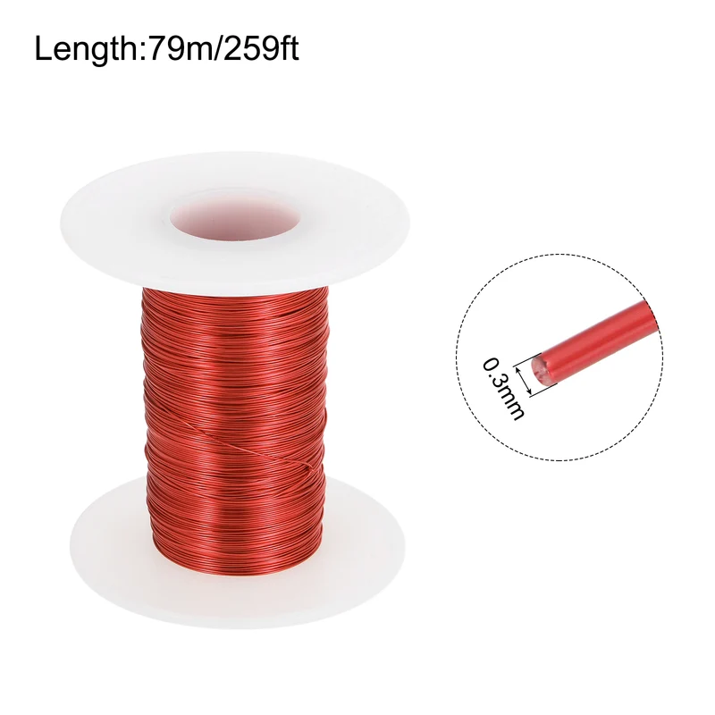 0.3mm Magnet Wire 259ft Enameled Magnet Winding Copper Wire 50g,Red