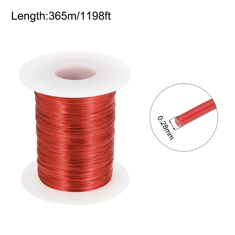 0.28mm Magnet Wire 1198ft Enameled Magnet Winding Copper Wire 200g,Red