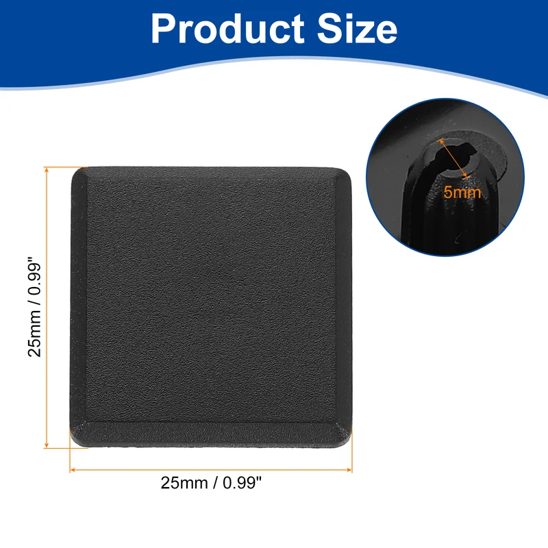 20Pcs Extruded End Cap Nylon 25x25mm 2525 Series European Black