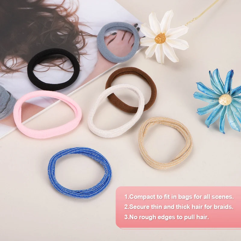 20Pcs Fabric Hair Ties, 2″ ID Nylon Seamless Soft Holders, 4 Colors