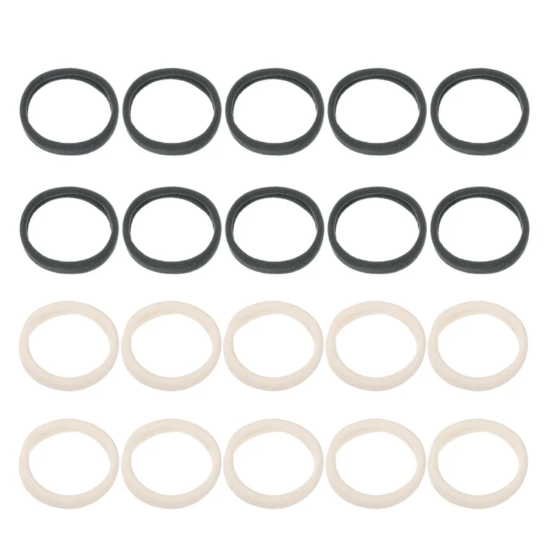 20Pcs Fabric Hair Ties, 2″ ID Nylon Seamless Soft Holders, Beige/Gray