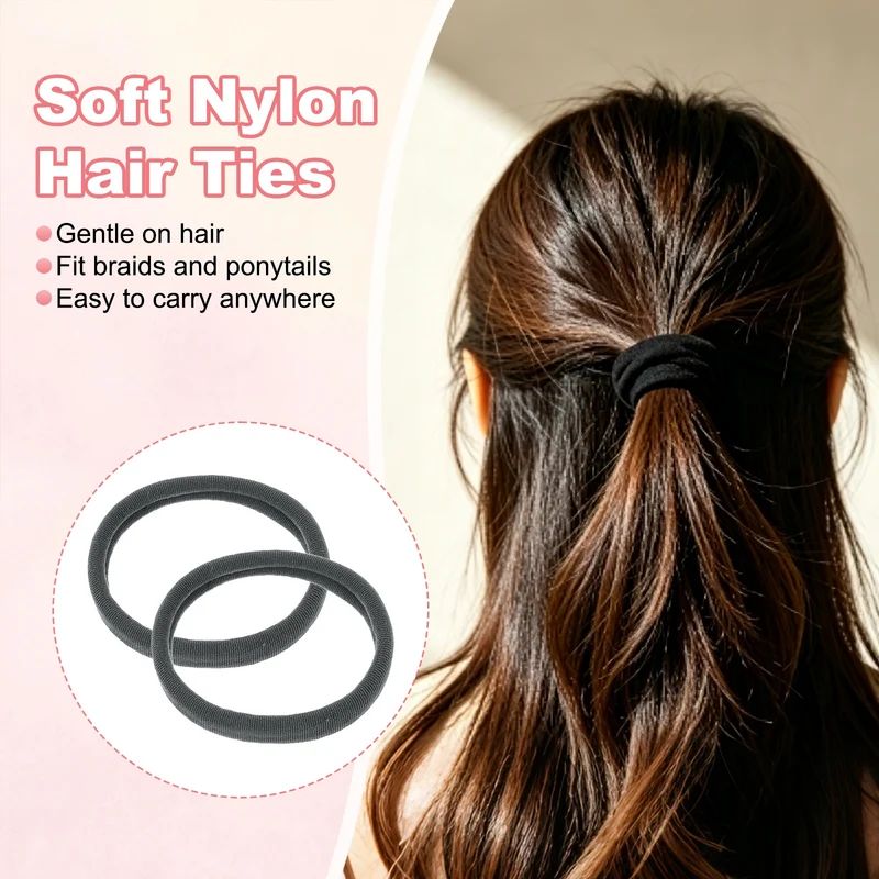 20Pcs Fabric Hair Ties, 2″ ID Nylon Seamless Soft Holders, Beige/Gray