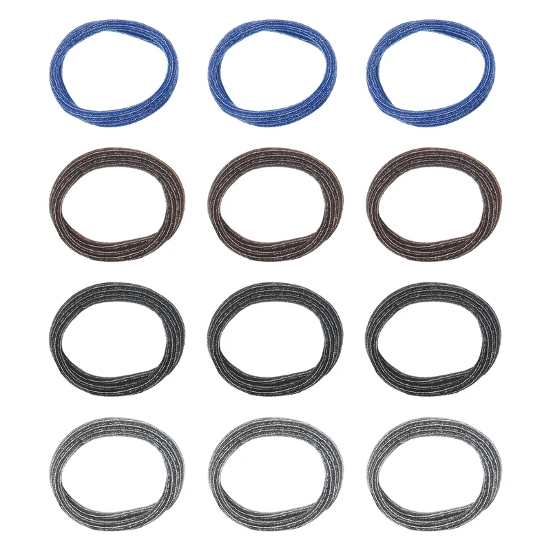 12Pcs Fabric Hair Ties, 2″ ID Nylon Seamless Soft Holders, 4 Colorful
