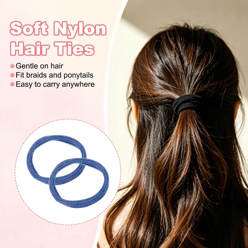 12Pcs Fabric Hair Ties, 2″ ID Nylon Seamless Soft Holders, 4 Colorful