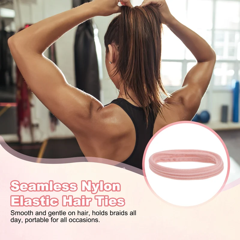 8Pcs Seamless Elastic Hair Ties, 2" ID Ponytail Holders Hair, 3 Colorful