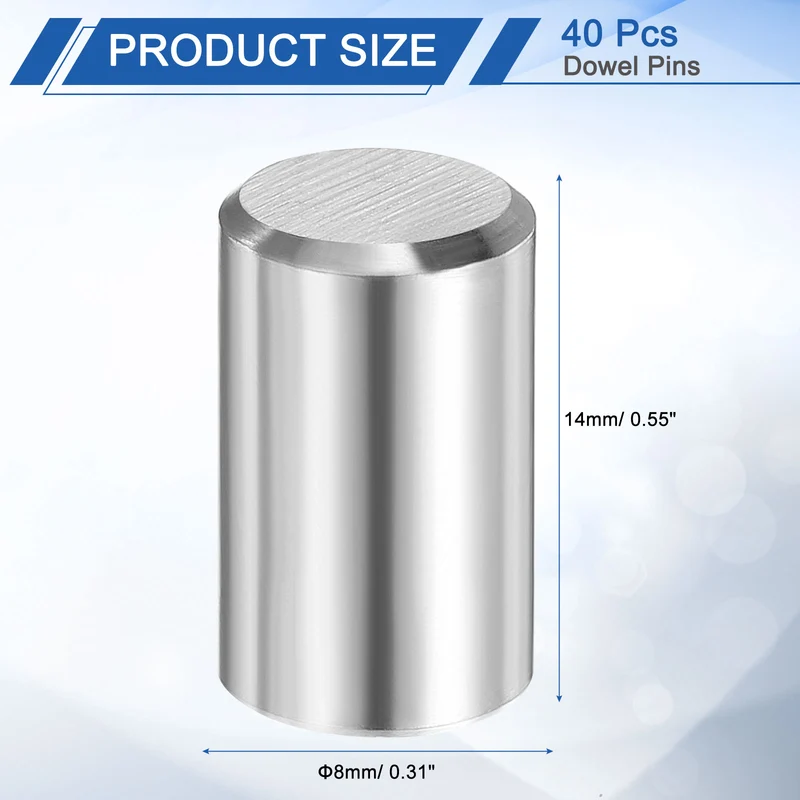 40 Pcs 8 mm x 14 mm Dowel Pins 316L Stainless Steel Shelf Support Peg Pin