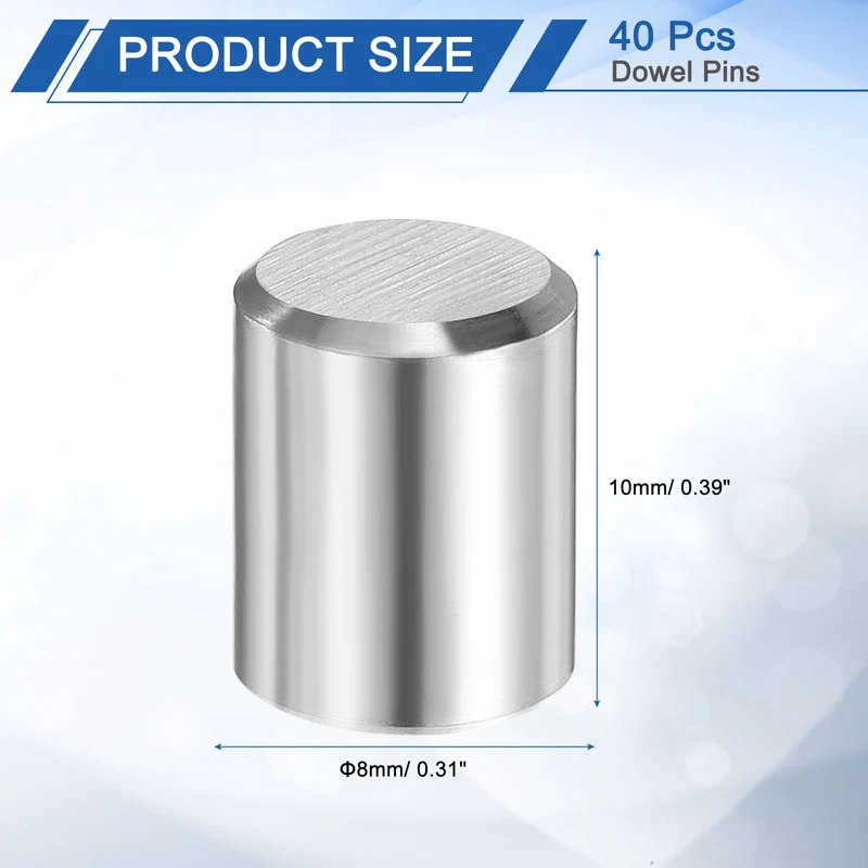 40 Pcs 8 mm x 10 mm Dowel Pins 316L Stainless Steel Shelf Support Peg Pins