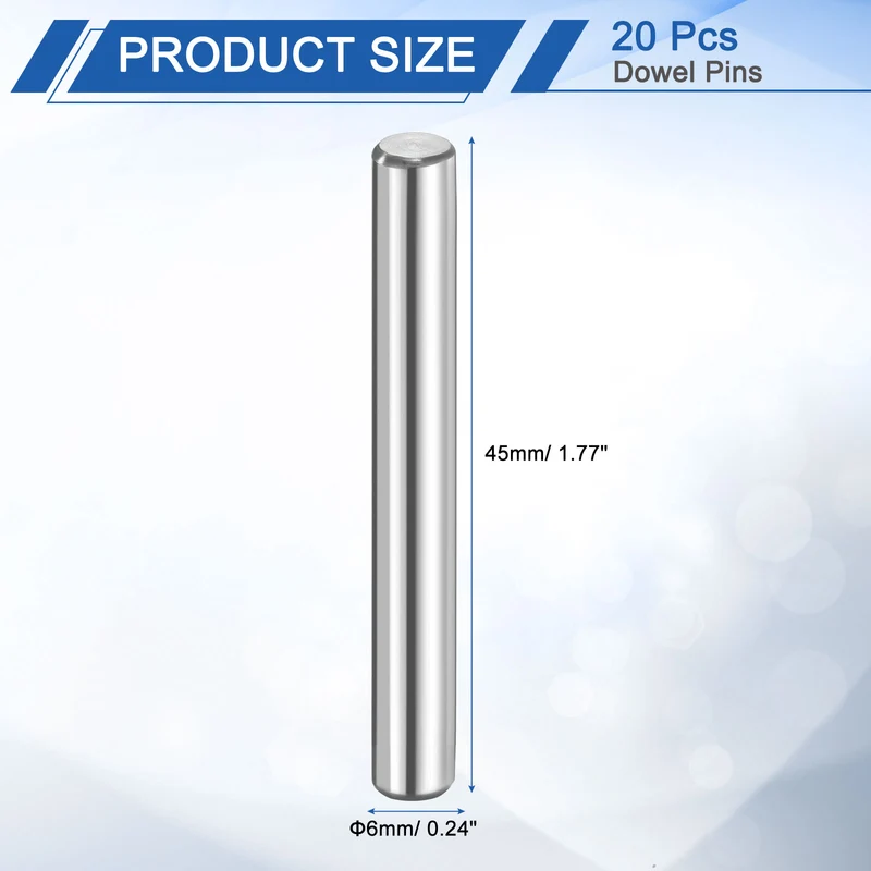 20 Pcs 6 mm x 45 mm Dowel Pins 316L Stainless Steel Shelf Support Peg Pin