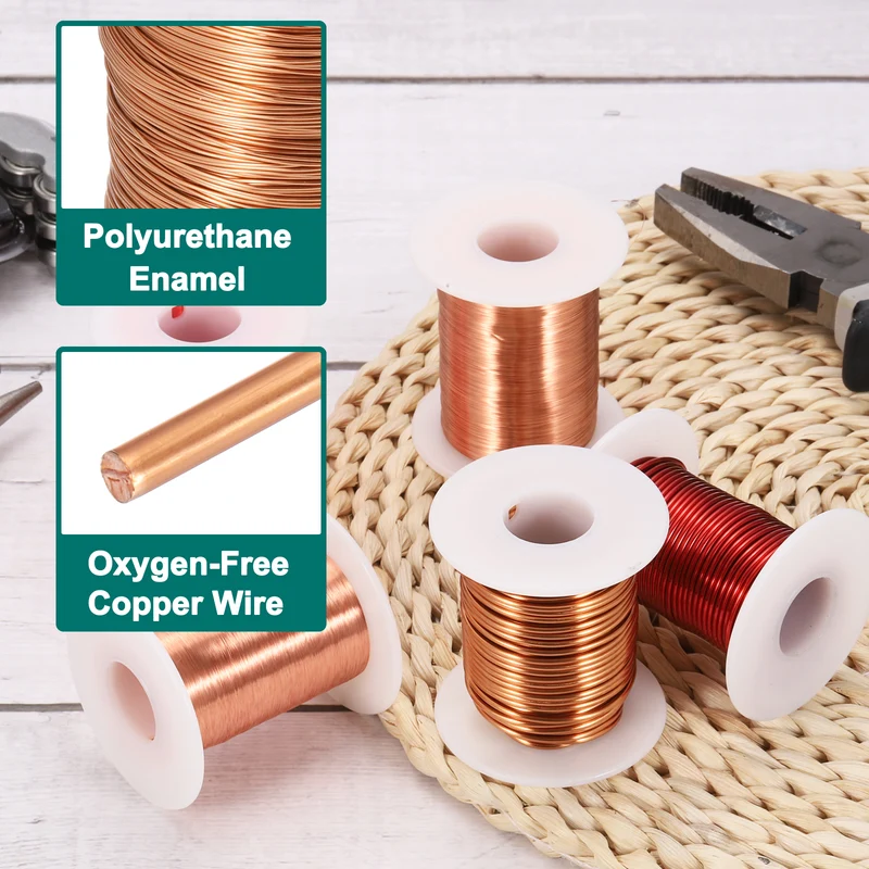 22 AWG Magnet Wire, 22 Gauge 4 oz Enameled Copper Wire, 155C(311F), Copper Color