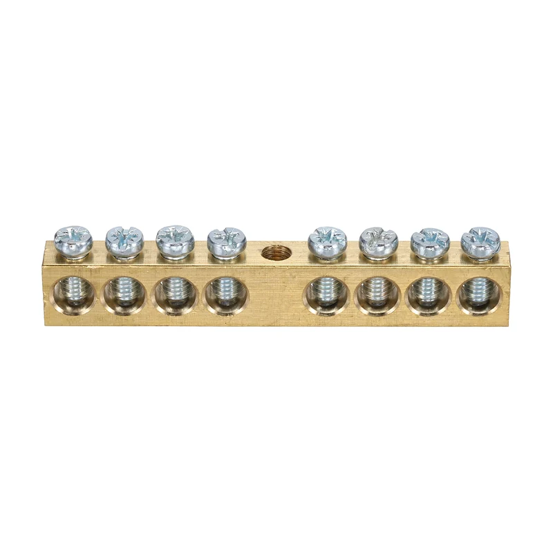 1 Pcs Terminal Ground Bar, 8 Positions M5 76x8x12mm Screw Block Barrier Brass