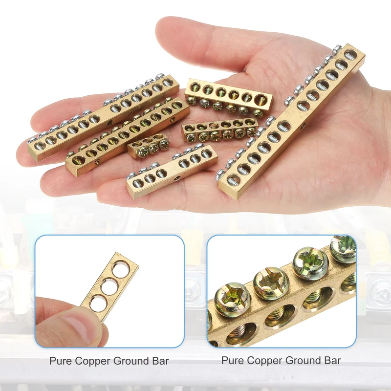 5 Pcs Terminal Ground Bar 6 Positions M4 38.9x5.5x7.5mm Screw Block Barrier